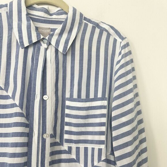 Chico’s Striped  Women’s Tunic Top 2=12-14 - Picture 3 of 8